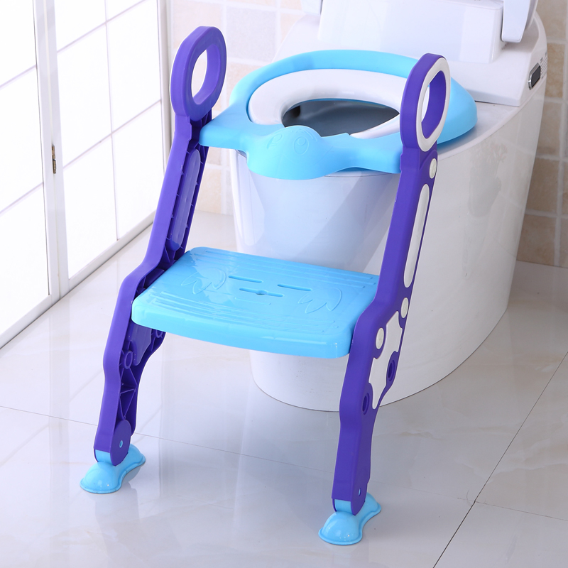 Reductor toaleta cu scara Stair Potty Blue Blue imagine noua responsabilitatesociala.ro