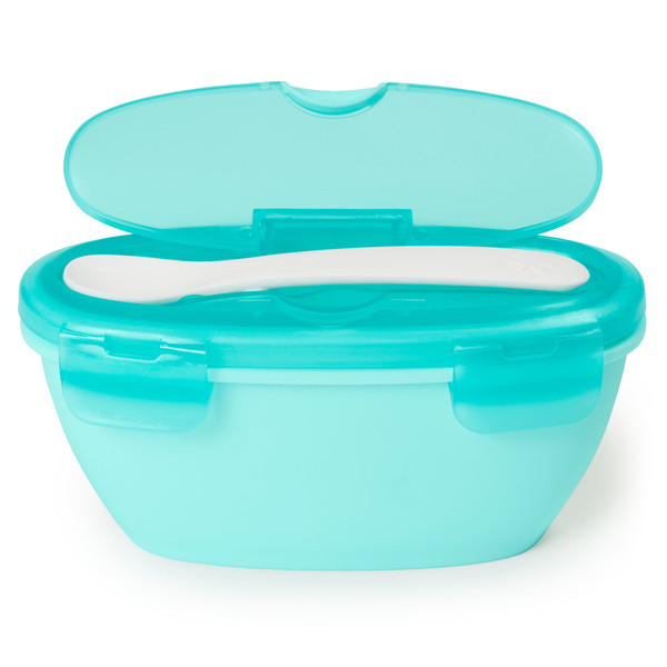 Set de calatorie pentru hranire bol + lingurita Soft turcoaz Skip Hop