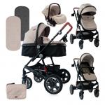Carucior transformabil 3 in 1 Lora Beige & Black Dots