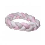 Protectie laterala patut bebe bumper impletit bumbac White Pink Grey 210 cm
