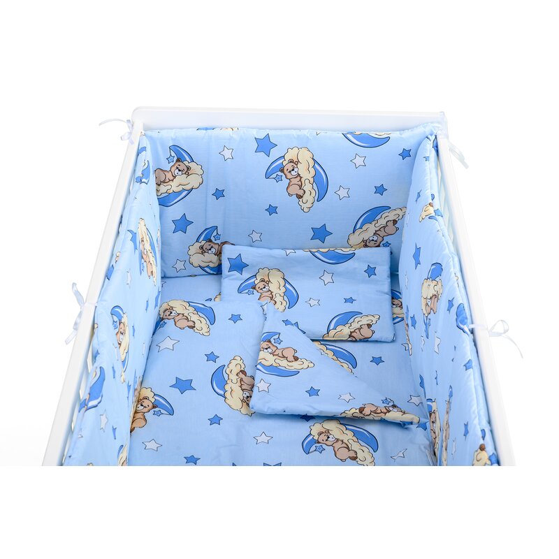 Lenjerie patut 5 piese 120x60 cm ursuleti somnorosi albastru
