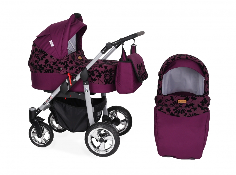 Carucior 2 in 1 kunert silver grey frame movflori