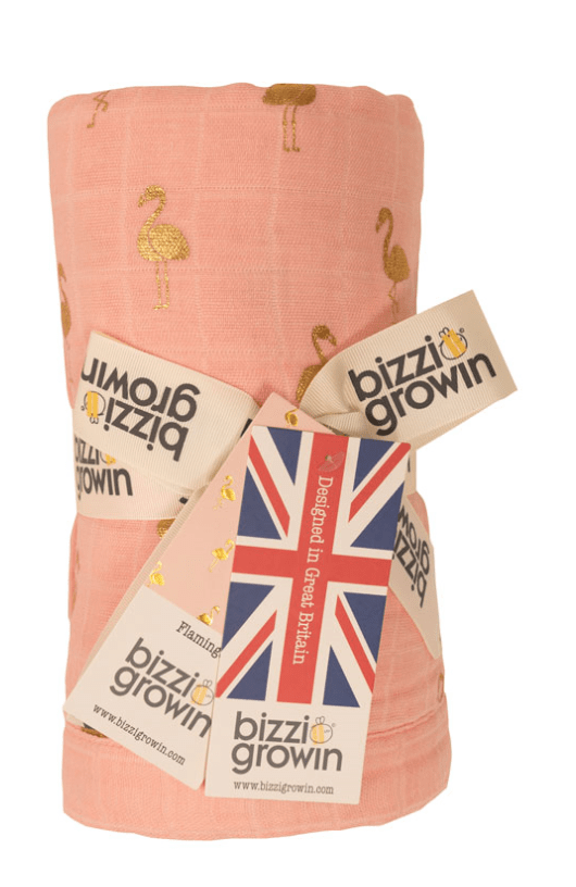 Cuvertura pat din muselina flamingo aurii roz
