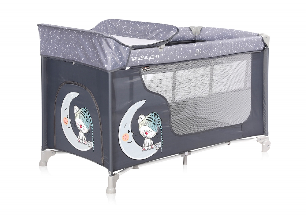 Patut pliabil moonlight 2 nivele grey cute moon