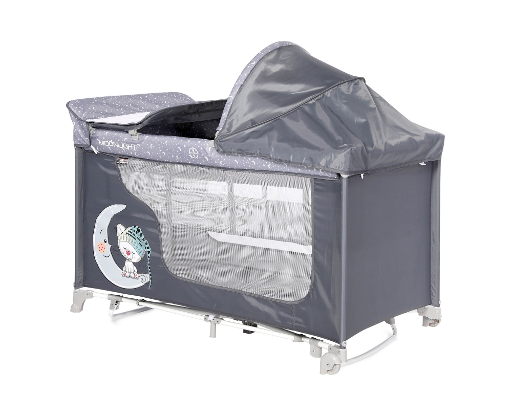 Patut pliabil moonlight rocker 2 nivele cu accesorii grey cute moon