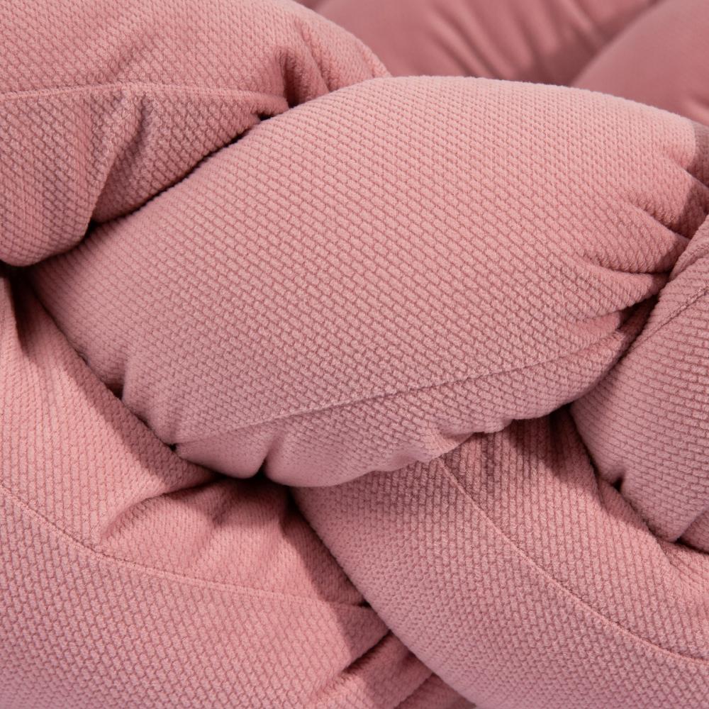 Protectie laterala patut bebe bumper impletit Velvet Dirty Pink 210 cm 210 imagine noua responsabilitatesociala.ro