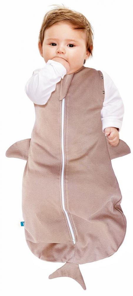 Sac de dormit fun animal 2 in 1 shark taupe 0-3 luni wallaboo
