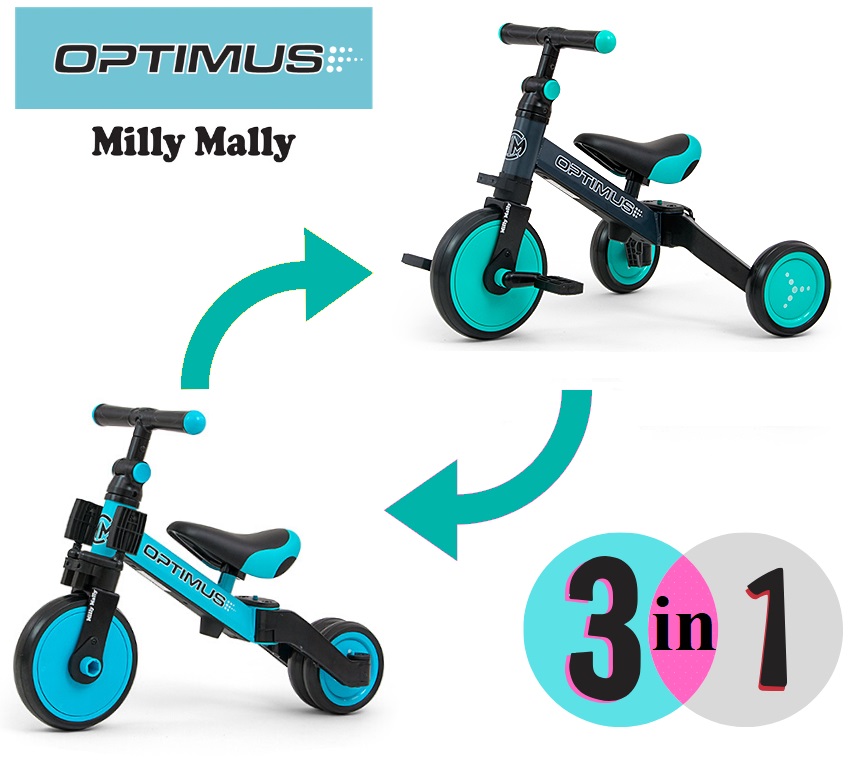 Tricicleta transformabila 3 in 1 Optimus Mint Milly Mally