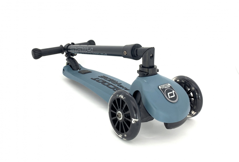 Trotineta copii pliabila cu roti luminoase Scoot Ride HighwayKick 3 Steel Bleu - 2