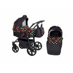 Carucior 2 in 1 Kunert Silver Black frame Negru/Buline colorate