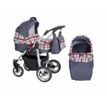 Carucior 2 in 1 Kunert Silver Grey frame Gri/Patratele