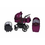 Carucior 3 in 1 modular Kunert Silver Black frame Flowers