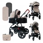Carucior transformabil 2 in 1 cu sezut reversibil Lora Beige & Black Dots