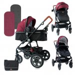 Carucior transformabil 2 in 1 cu sezut reversibil Lora Red & Black Lighthouse