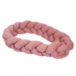 Protectie laterala patut bebe bumper impletit inchidere velcro Velvet Dirty Pink 340 cm