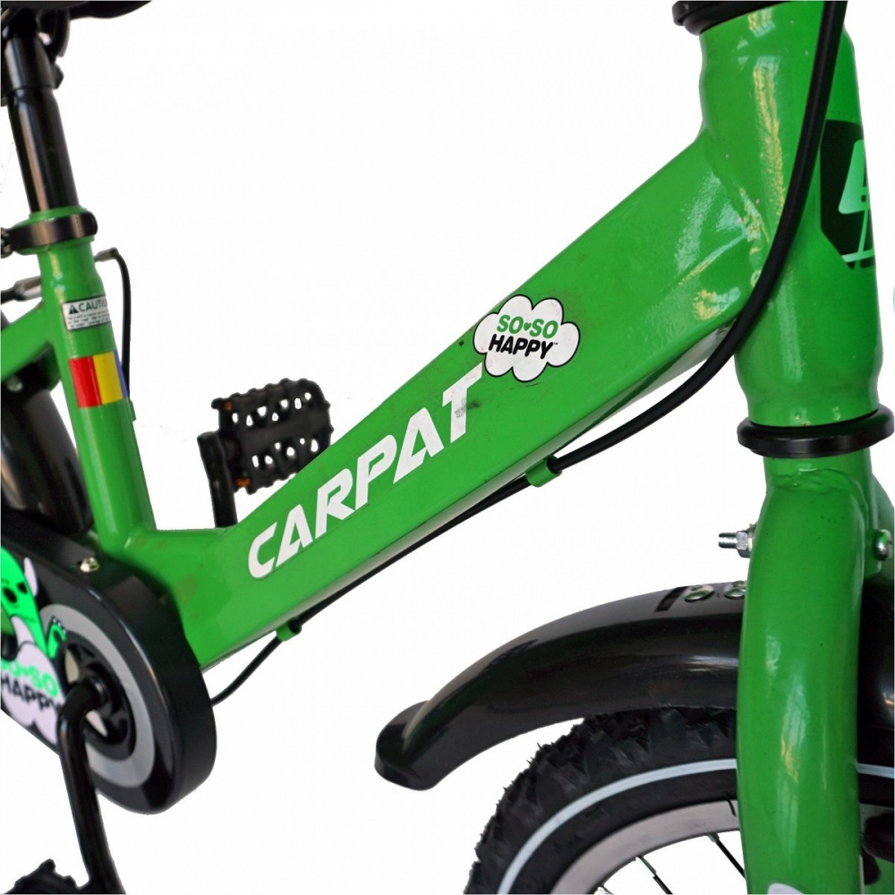 Bicicleta Carpat C1401C 14 V-Brake cosulet si roti ajutatoare 3-5 ani verdenegru - 7