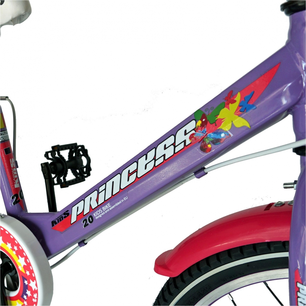 Bicicleta Carpat Princess C2008C 20 V-Brake cu cosulet 7-10 ani violetalb