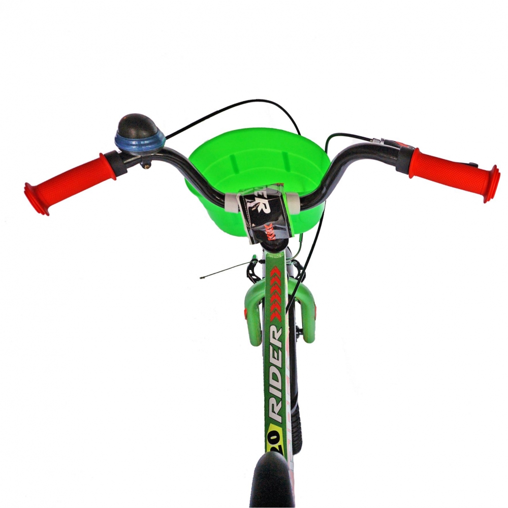 Bicicleta Carpat Rider C2007C 20 V-Brake cu cosulet 7-10 ani verdeportocaliu