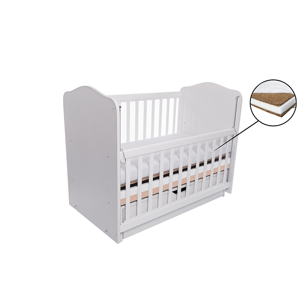 Patut Vessanti Como balansoar culisant alb cu cappucino + saltea cocos confort 120 x 60 x 12 cm - 1