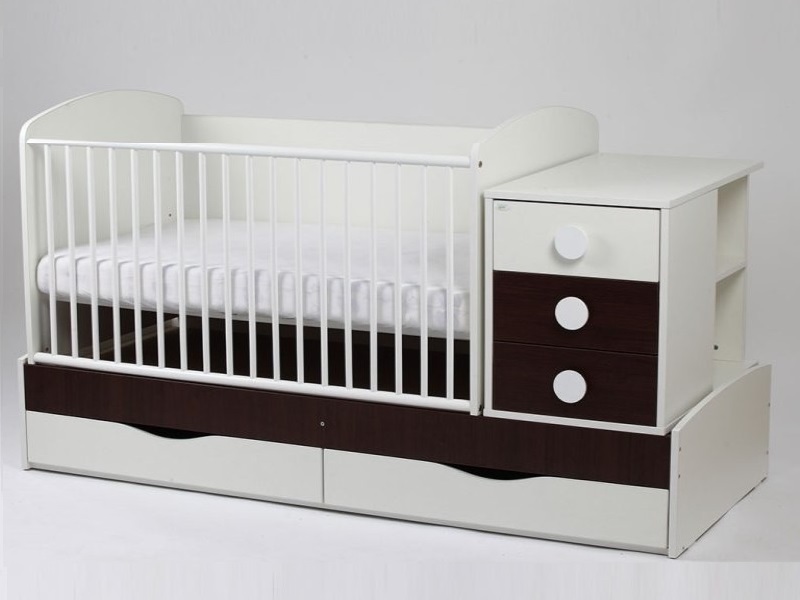 Patut transformabil silence alb-wenge cu leg 80304