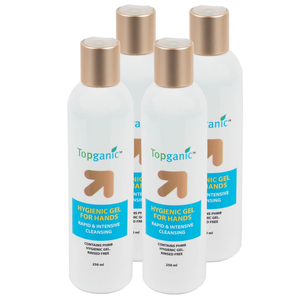 Set 4 x gel igienic pentru maini cu aloe Topganic 250ml