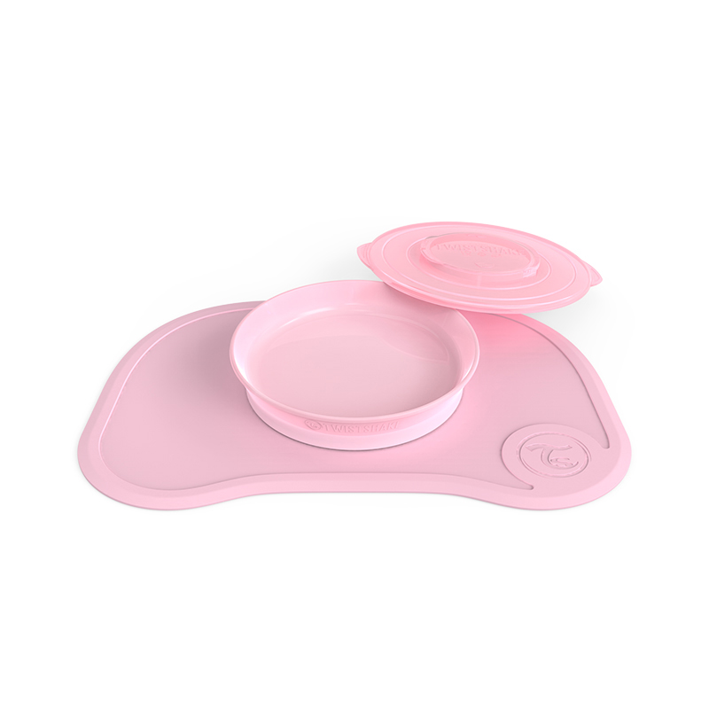 Set individual anti-alunecare cu farfurie 6 luni+ pastel pink twistshake
