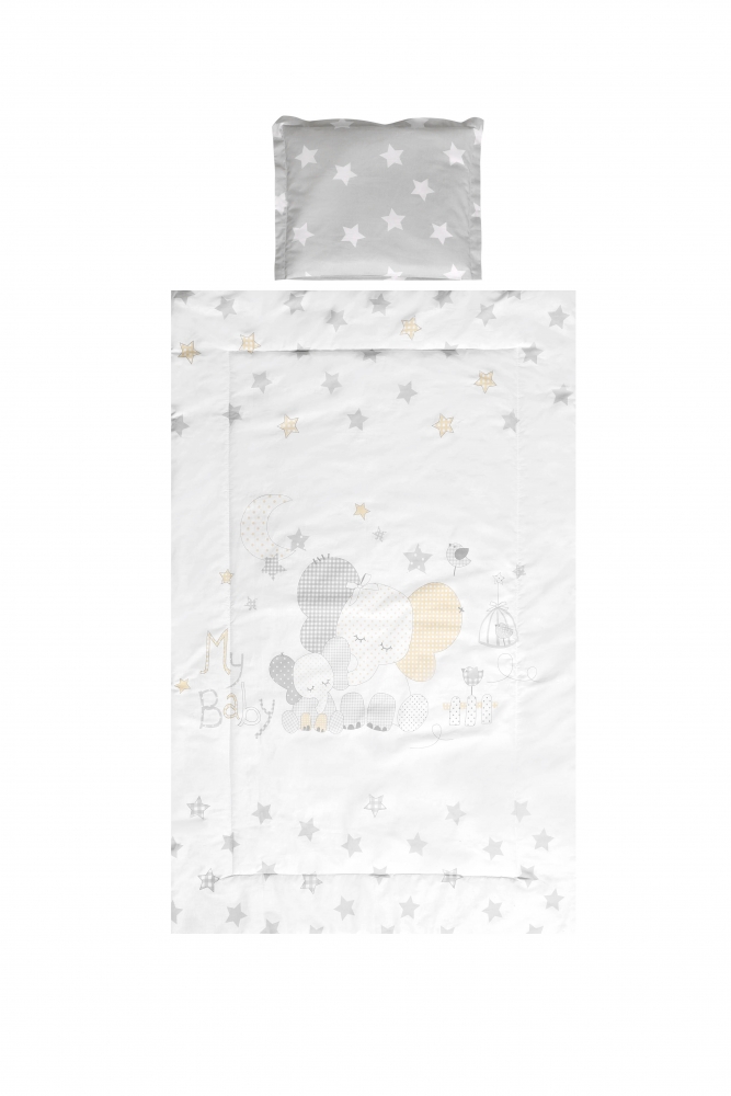 Set lenjerie pat bumbac ranforce 3 piese grey elephant