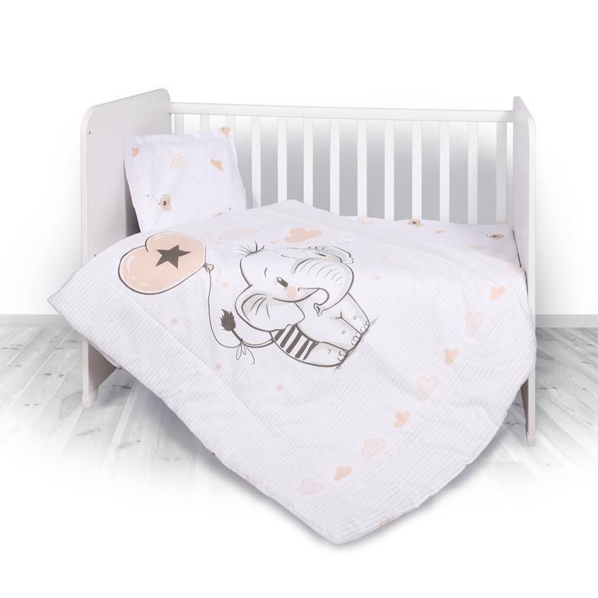 Set lenjerie pat bumbac ranforce 4 piese grey elephant