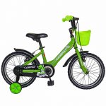 Bicicleta Carpat C1401C 14 V-Brake cosulet si roti ajutatoare 3-5 ani verde/negru