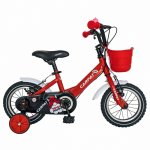 Bicicleta Carpat C1402C 14 V-Brake cu cosulet si roti ajutatoare 3-5 ani rosu/alb