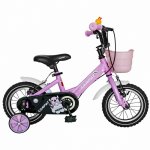 Bicicleta Carpat C1402C 14 V-Brake cu cosulet si roti ajutatoare 3-5 ani roz/alb