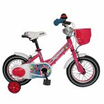 Bicicleta Carpat Princess C1208C 12 cu cosulet si roti ajutatoare 2-4 ani fucsia/verde
