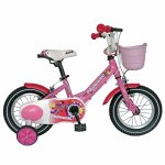 Bicicleta Carpat Princess C1208C 12 cu cosulet si roti ajutatoare 2-4 ani roz/alb