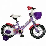 Bicicleta Carpat Princess C1208C 12 cu cosulet si roti ajutatoare 2-4 ani violet/alb