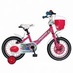 Bicicleta Carpat Princess C1608C 16 V-Brake cu cosulet si roti ajutatoare 4-6 ani fucsia/alb