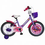 Bicicleta Carpat Princess C1608C 16 V-Brake cu cosulet si roti ajutatoare 4-6 ani violet/alb