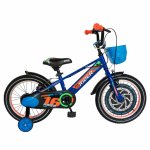 Bicicleta Carpat Rider C1607C 16 V-Brake cu cosulet si roti ajutatoare 4-6 ani albastru/portocaliu