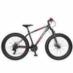 Bicicleta Fat Bike Carpat Hercules 26 C2619B cadru otel frane mecanice disc negru/rosu