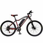 Bicicleta electrica MTB Carpat C1001E 26 cadru aluminiu frane mecanice disc 21 viteze culoare negru/rosu