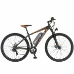 Bicicleta electrica MTB-HT 29 Carpat Montana C2999E cadru aluminiu 7 viteze negru/portocaliu