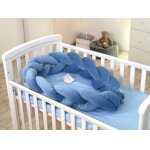 Protectie laterala patut bebe bumper impletit Inchidere velcro Velvet Jeans 210 cm