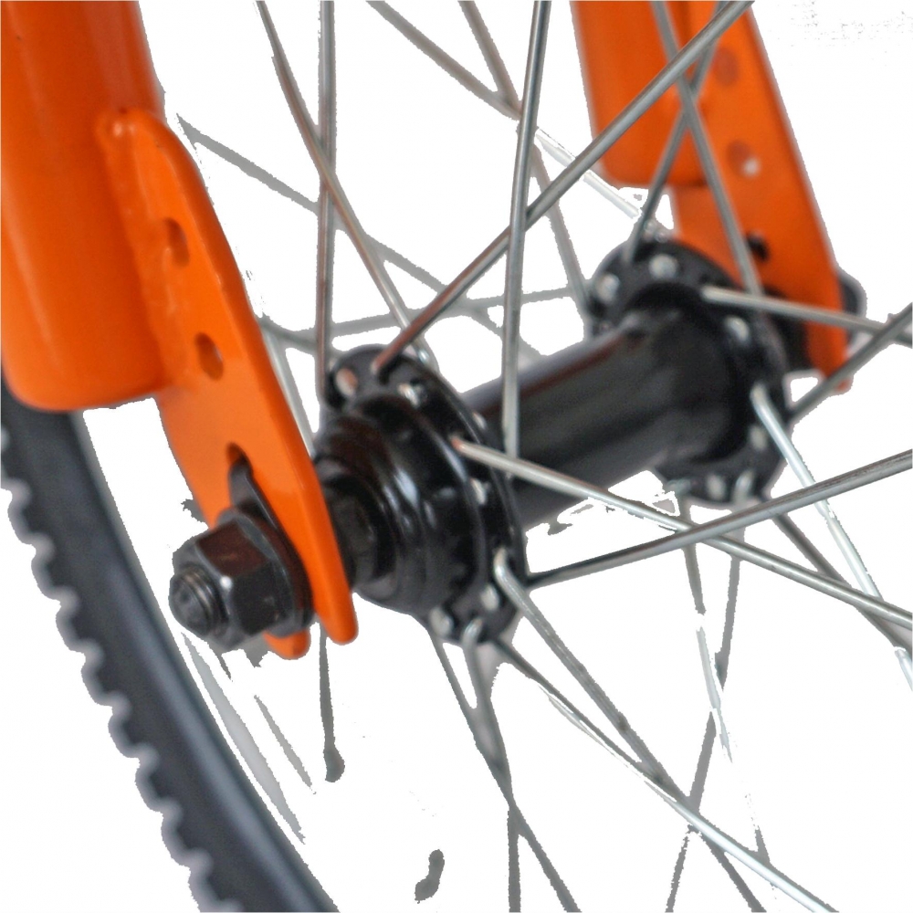 Bicicleta copii 16 Velors V1601A cadru otel portocaliu negru si roti ajutatoare