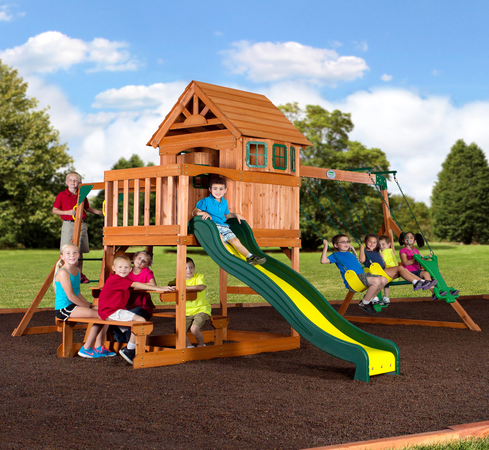 Complex de joaca din lemn Springboro cu tobogan si leagane Casute Pentru Copii 2023-11-23
