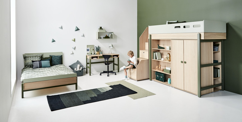 Paturi suprapuse flexa popsicle kiwi cu scara dreapta 90x200 cm
