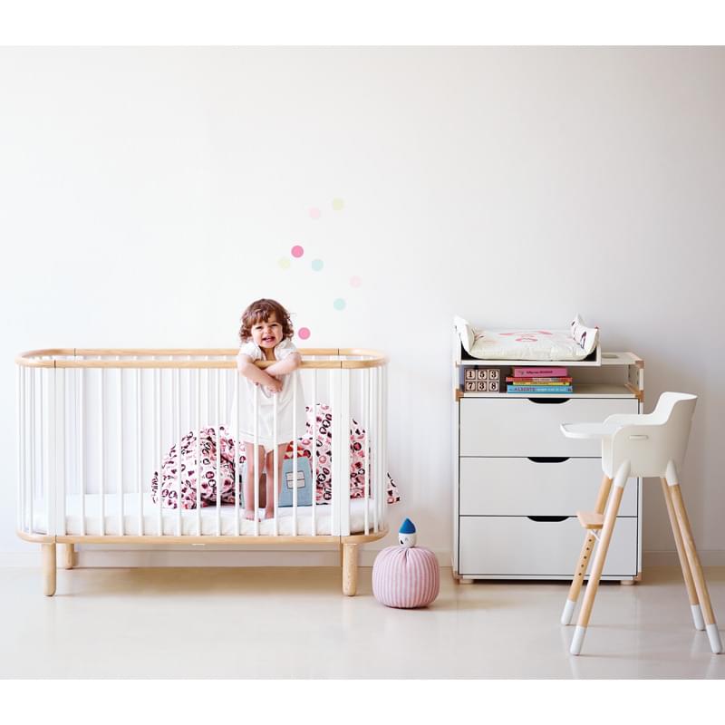Patut bebe transformabil natur cu alb pentru saltea de 70x140 cm flexa baby