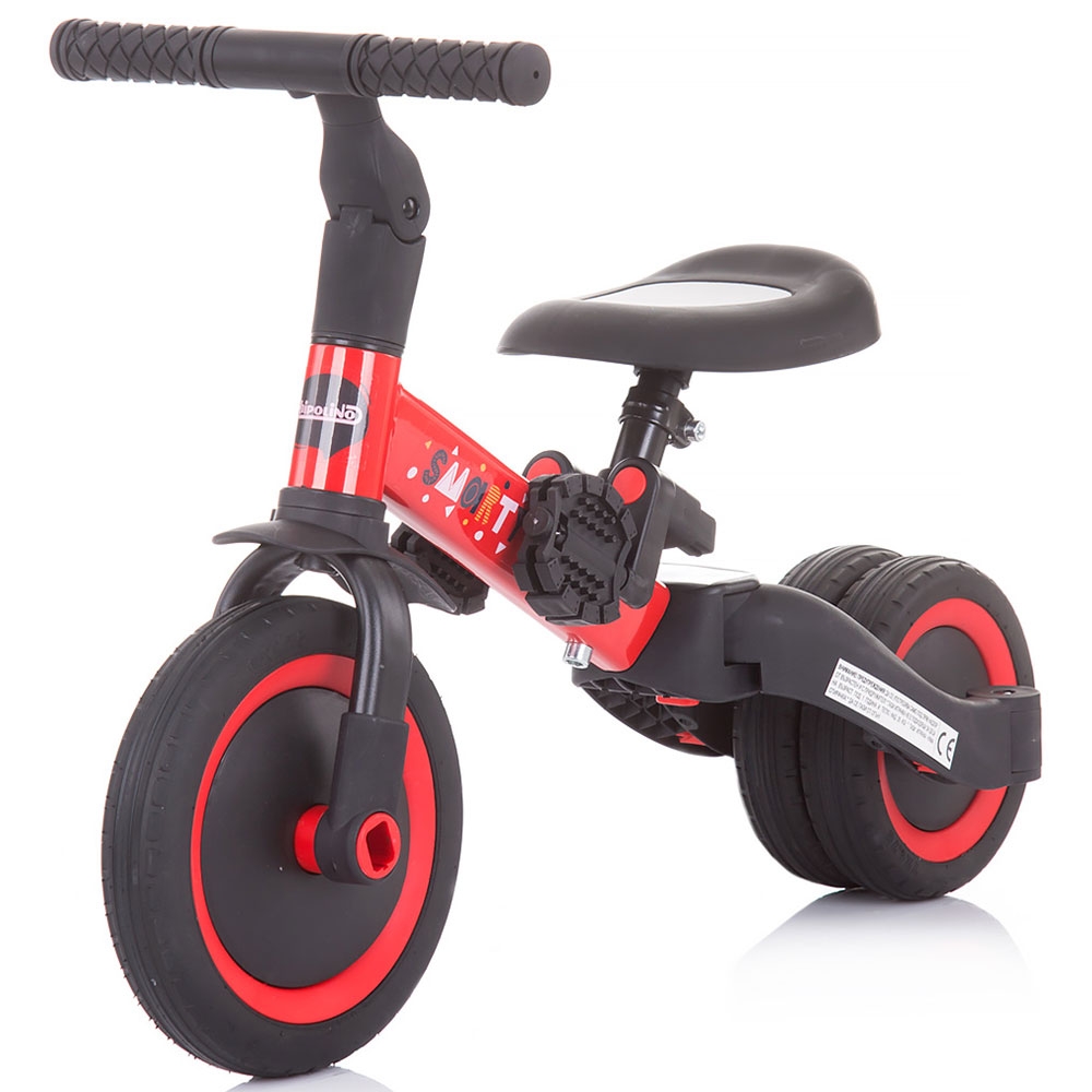 Tricicleta si bicicleta Chipolino Smarty 2 in 1 red Bicicleta imagine noua responsabilitatesociala.ro