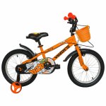 Bicicleta copii 18 Velors V1801A cadru otel portocaliu negru si roti ajutatoare