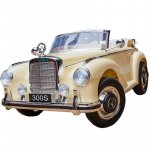 Masinuta electrica de epoca cu scaun din piele si roti cauciuc Mercedes Benz 300S Beige