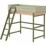 Pat adolescenti inalt cu scara inclinata Flexa Popsicle Kiwi 90x200 cm