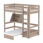 Pat copii inalt terra cu canapea extensibila si scara dreapta Flexa Classic